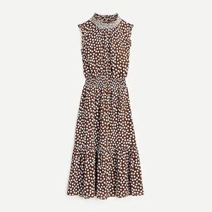 J Crew Smocked-waist midi dress in polka dot
